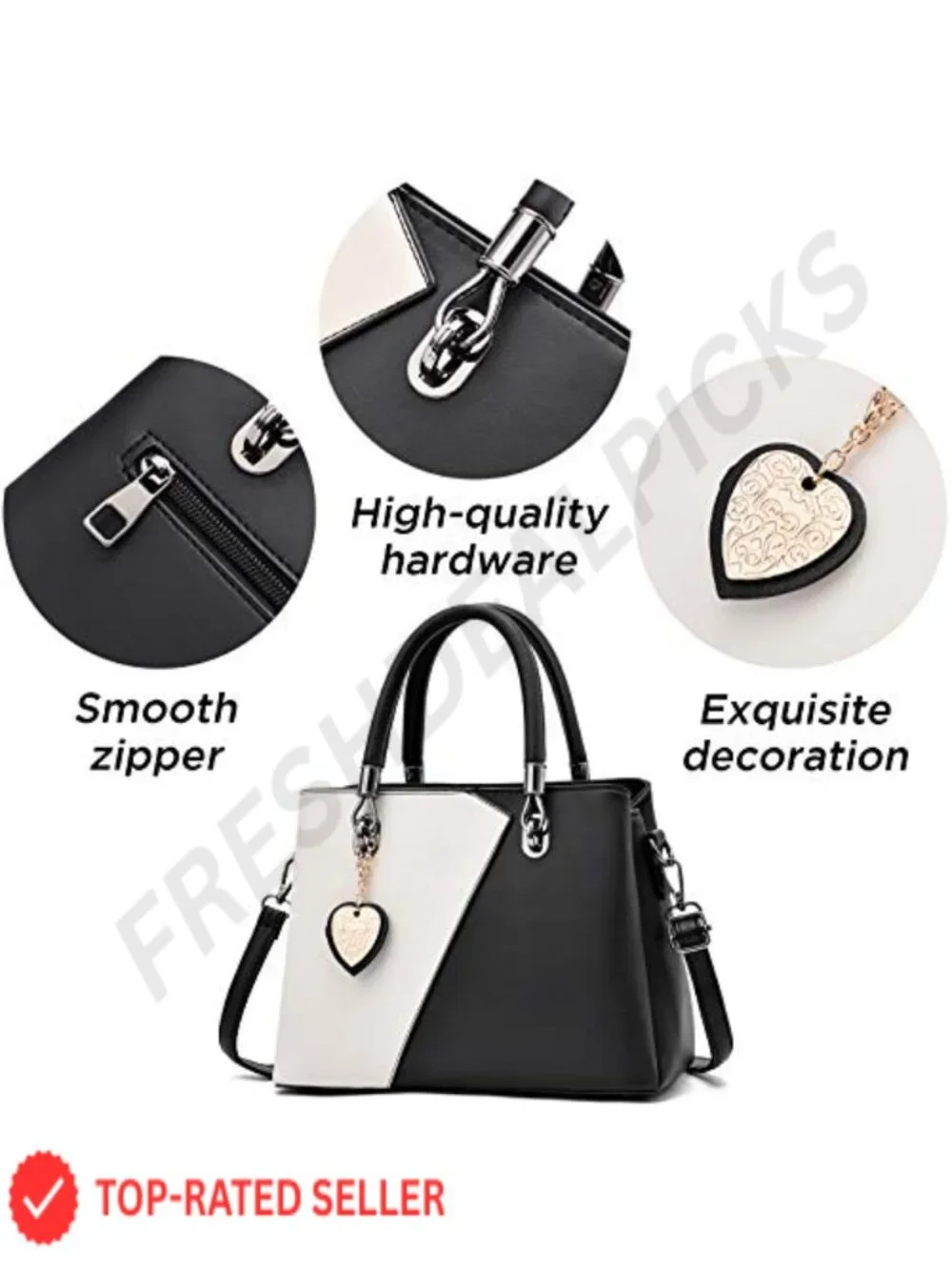 Satchel Handbag with Lattice Pattern and Adjustable Shoulder Strap